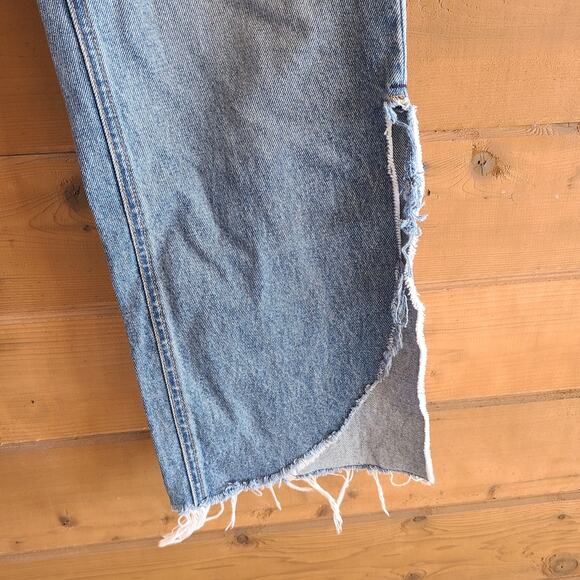 GRLFRND Maran Jean Tulip Hem Wide Leg Crop Archaic Blue 29 Button Fly Denim - Picture 4 of 9